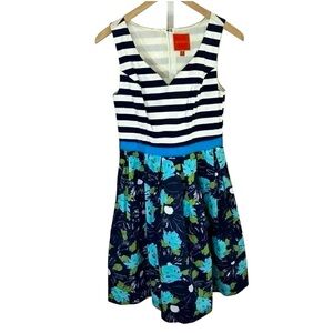 2/$30 ModCloth Size Small Dress Retro Striped Lilypad Print Sleeveless Floral